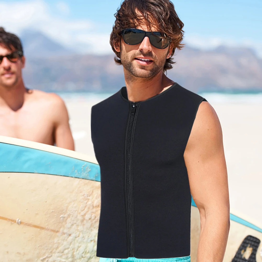 الرجال بذلة أعلى 3 مللي متر النيوبرين بذلة سترة مع الجبهة زيبر أكمام أعلى سترة الغوص الحرارية لركوب الأمواج والغطس