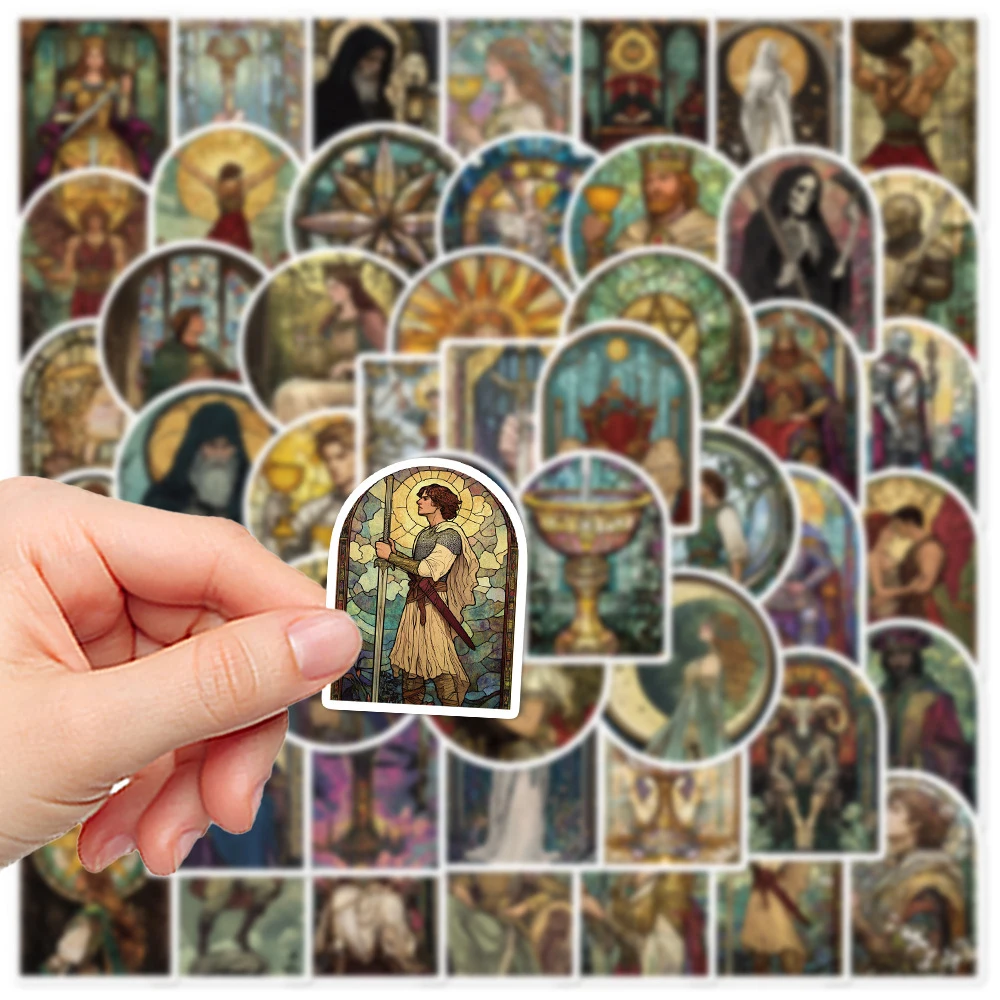 10/30/50 قطعة الكرتون خمر الزجاج التارو بطاقات ملصقات الجمالية DIY بها بنفسك سجل القصاصات الهاتف المحمول الغيتار مضحك الكتابة على الجدران الشارات التعبئة #3