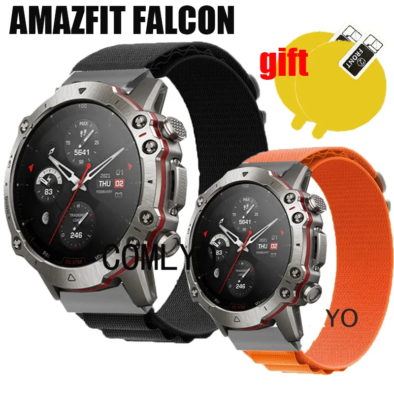 Watchband for AMAZFIT FALCON Strap Watch Band Nylon Easyfit Bracelet Screen Protector film