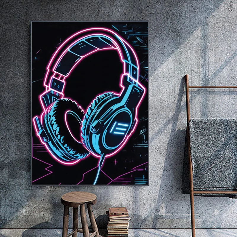 

Game Controller Headphone Canvas Painting Posters and Prints Gamer Decor Wall Art Canvas Pictures for Living Room Home Decor