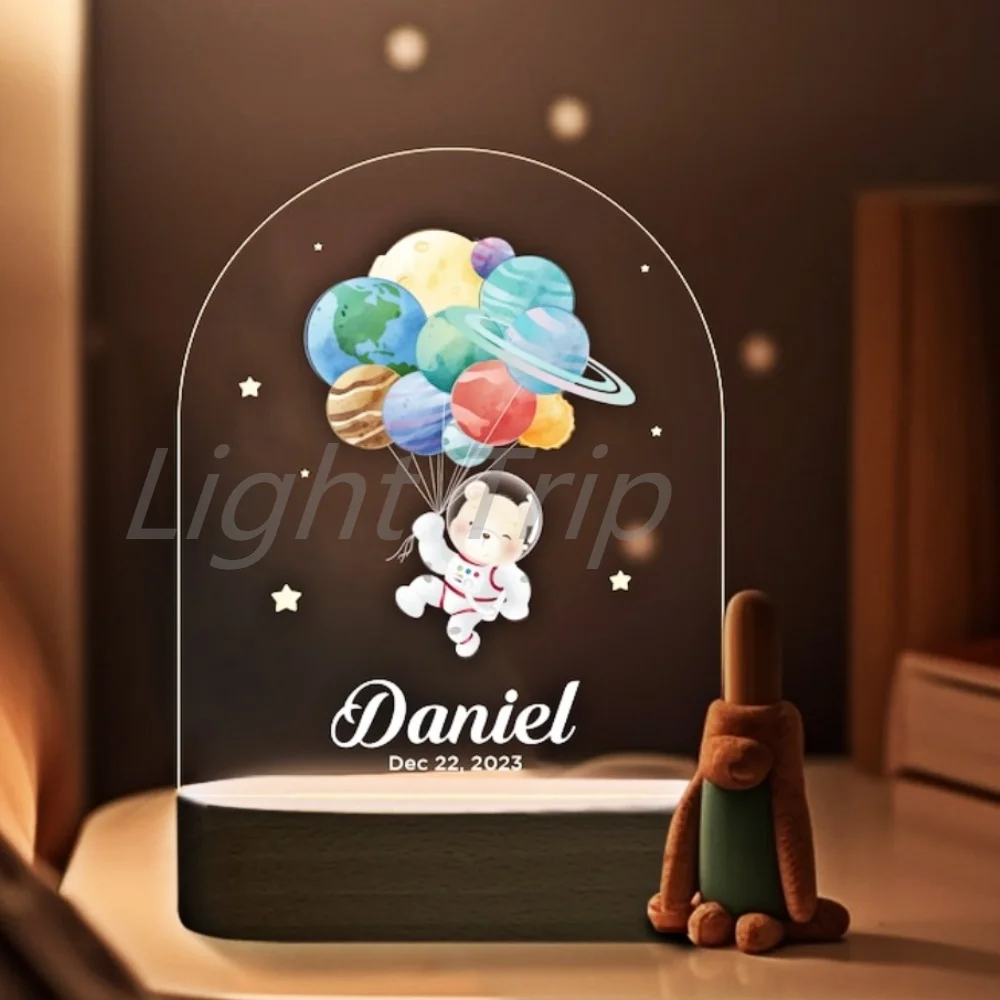 Personalizzato bambini luce notturna animale nome personalizzato lampada acrilica per bambini camera da letto decorazione della casa neonato regalo di compleanno