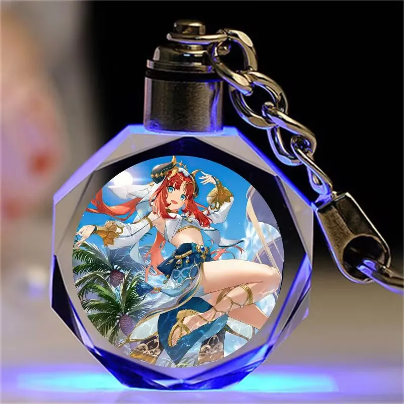 Genshin Impact, брелок с кристаллами вспышки из мультфильмов и аниме, подвеска для школьной сумки, Raiden General, орех, Чжунли, Сяо, сувенир