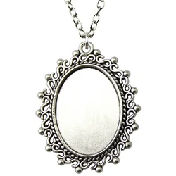 Oval Vintage Style Cameo Cabochon Pendant Base Setting Necklace Women Car Accessories Jewelry New In Chain Length 70cm OR 45+4cm