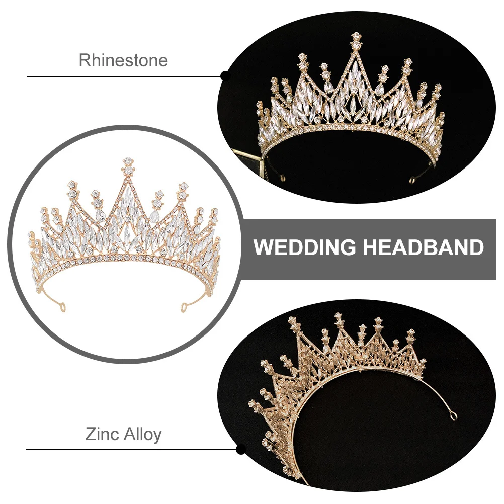 

1Pcs Bride Crown Crystal Alloy Baroque Wedding Headband Bridal Hair Accessories Prom Festival Decoration Crown Headdress