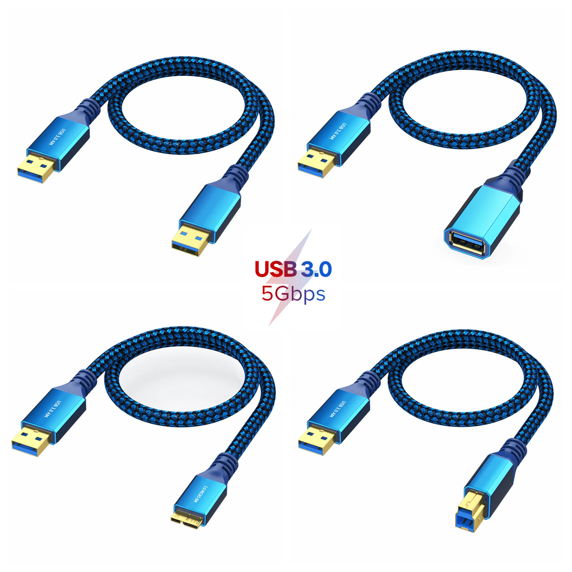 USB 3.0 Extension Cable Male to Micro-B Printer Female Cord 1M 3M for Smart TV PS4 PS3 Xbox One SSD Laptop Extension Data Cable