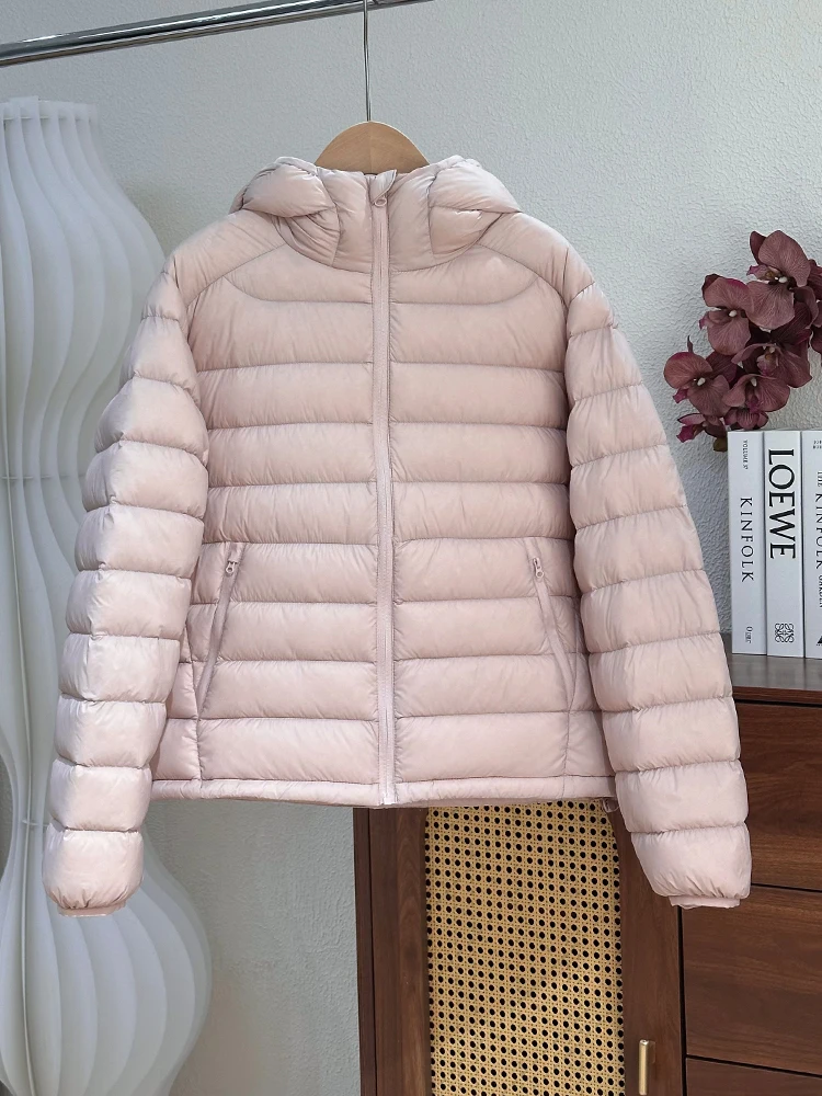 Casual All Match Women's Lightweight Down Jacket Winter Solid Color Hooded Thick Coats Daily Commuting Long Sleeved Top