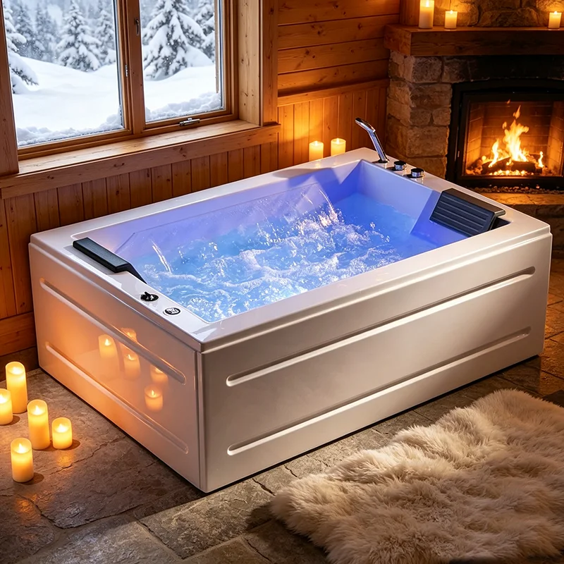 6 Person Alcove Whirlpool Bathtub Hydro Massage Spa Tub with Heating System & Jets