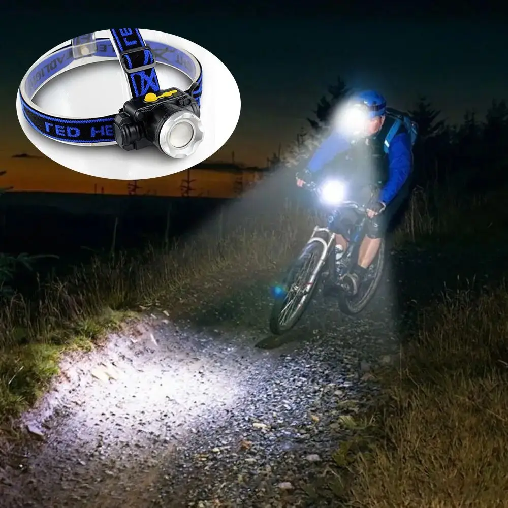 Linterna frontal con Zoom LED duradera, lámpara de cabeza de pesca compacta con Sensor, iluminación impermeable, faro para acampar al aire libre