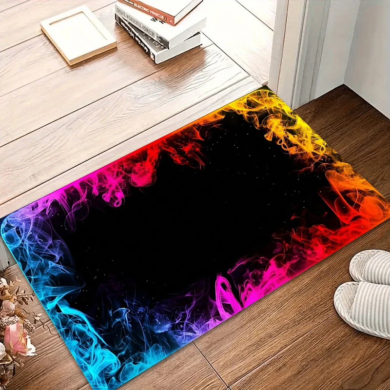 Rainbow Smoke Entry Door Mat Non-Slip Rug Durable E-sports Room Chair Carpet Washroom Floor Mat Home Carpet for Living Room Gift