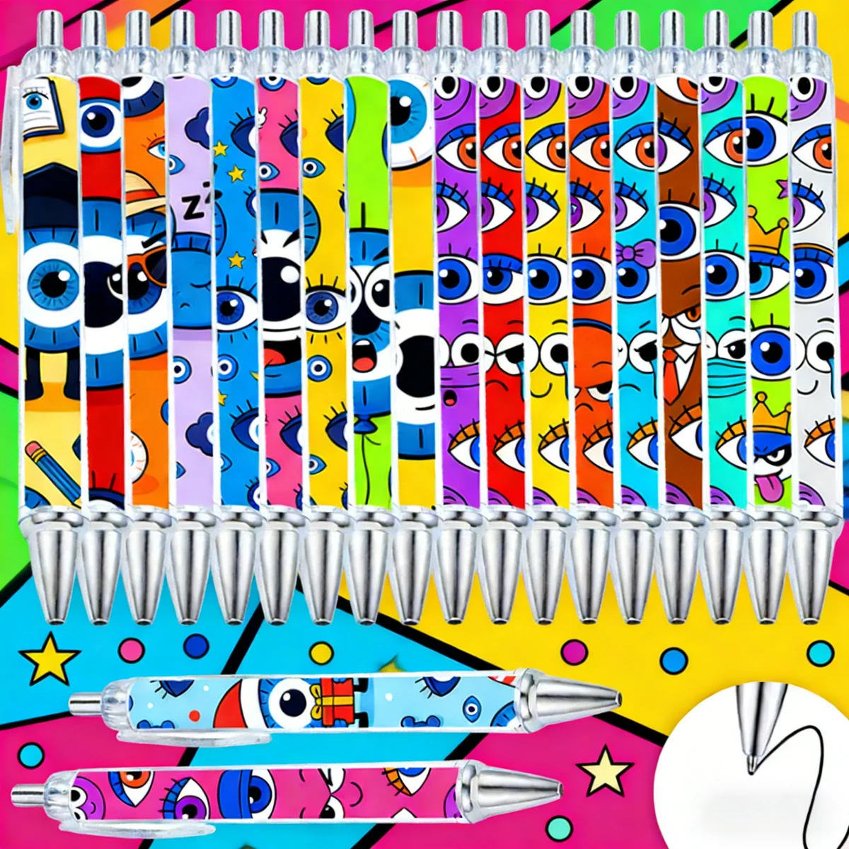 

20 шт., креативная шариковая ручка для глаз, серия Evil Eye, шариковая ручка с рулоном, канцелярские принадлежности для офиса и учебы