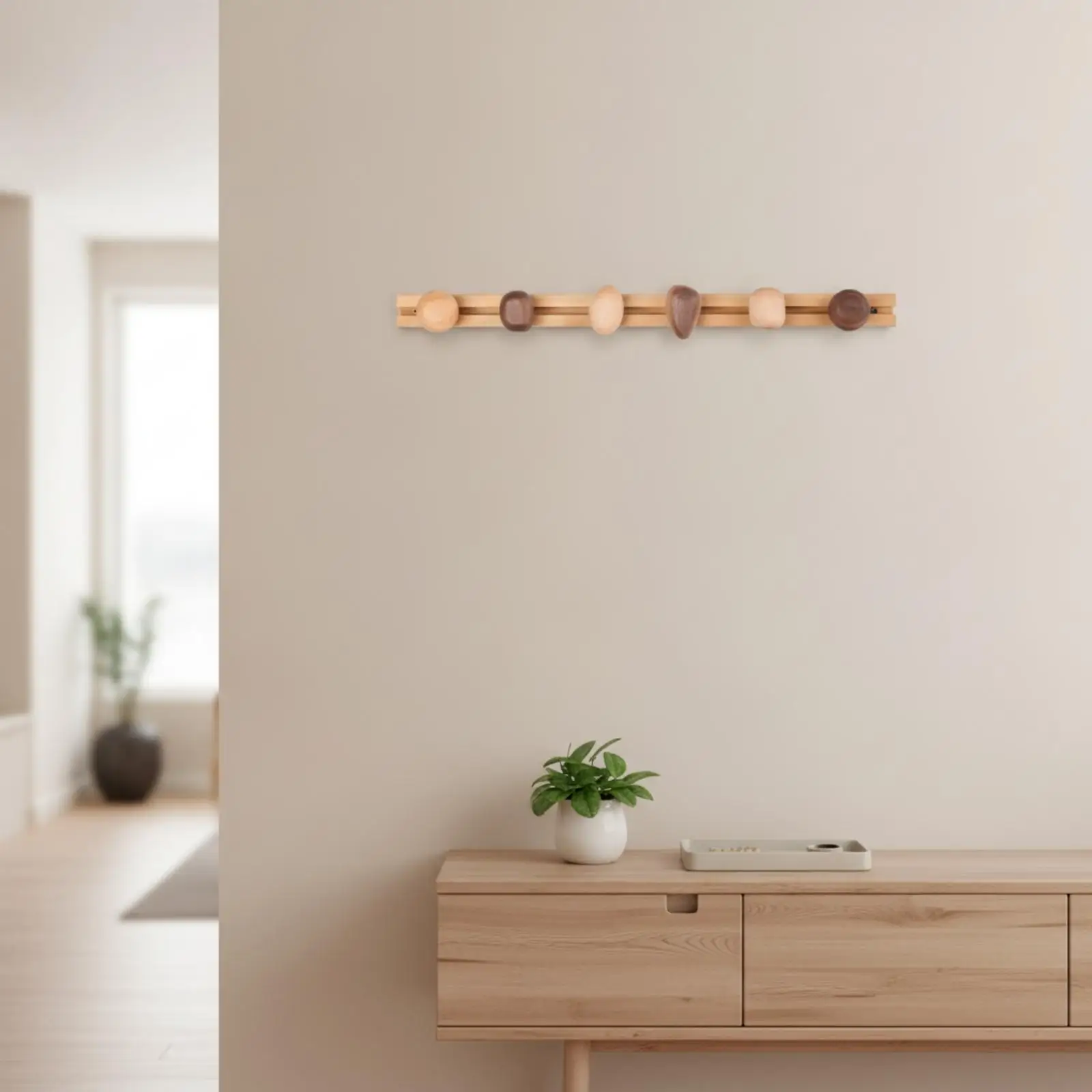 Pebble Hook Wall Rack No-Drill Installation Sliding Hook Rack Space-Saving Versatile for Entryway, Bedroom