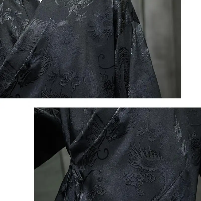 Chinese Dragon Pattern Loose Cardigan for Men and Women Japanese Streetwear Harajuku Haori Kimono Cosplay Top Shirts Plus M-5XL