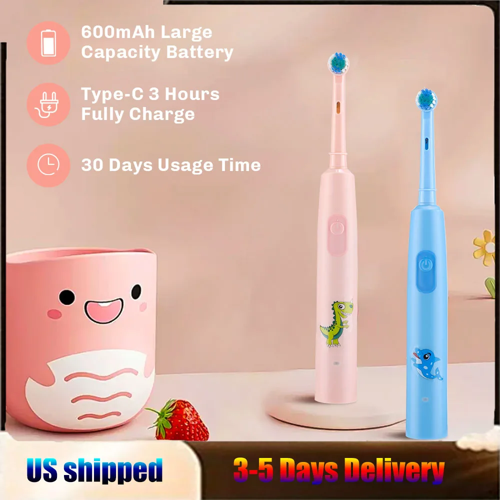 

Электрическая зубная щетка для чистки зубов детей со сменной головкой, ультразвуковая водонепроницаемая перезаряжаемая звуковая зубная щетка