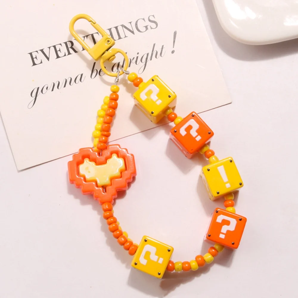 سلسلة مفاتيح لتزيين غطاء سماعة الأذن ، علامة استفهام ، كتلة بناء ، لون خالص ، أكريليك ، ملون ، ملحقات حبات الأرز