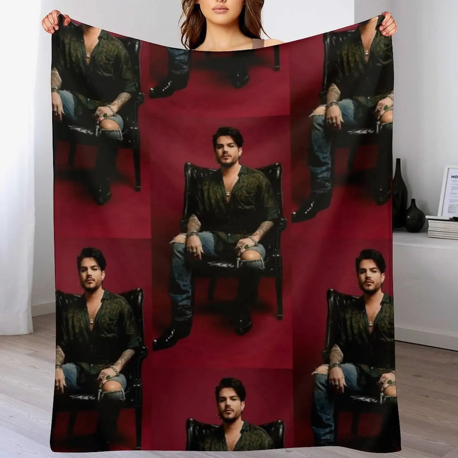 

Hot Adam Lambert Throw Blanket Cozy Light Blanket for Travel Camping Picnic
