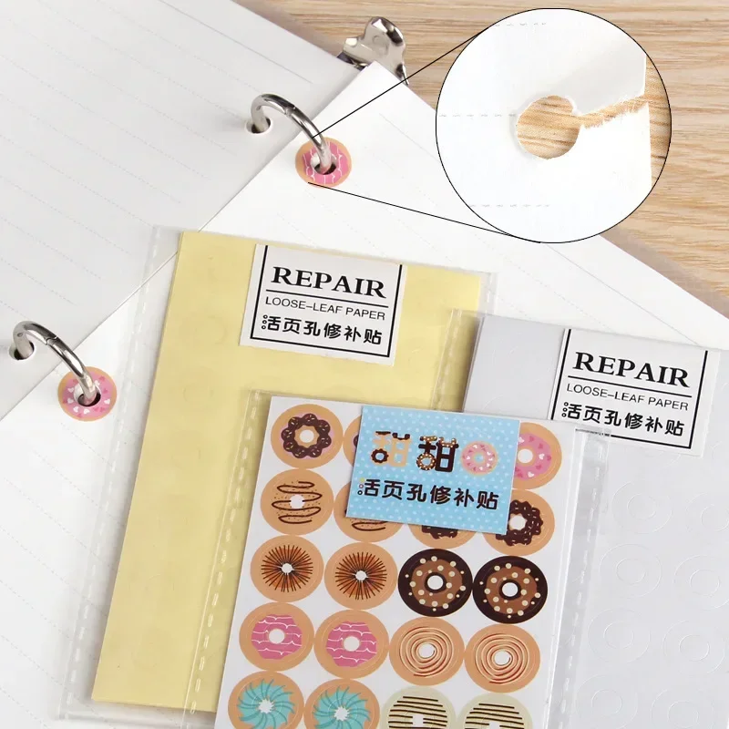Kawaii Donuts Loose Leaf Hole Stickers Self Adhesive Protector Labels for Notebook Planner Office Binding Hole Reinforcement