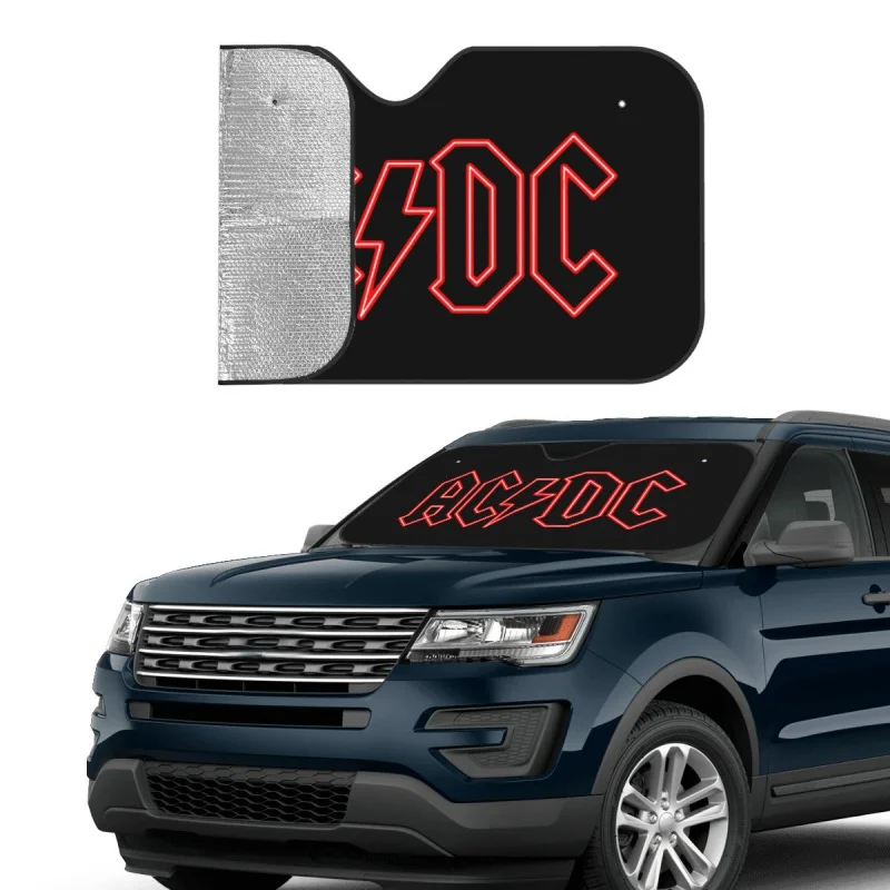 AC DC Rock Music Windshield Sunshade Fold-up Cover Front Block Window  Sun Visor Accessories Covers