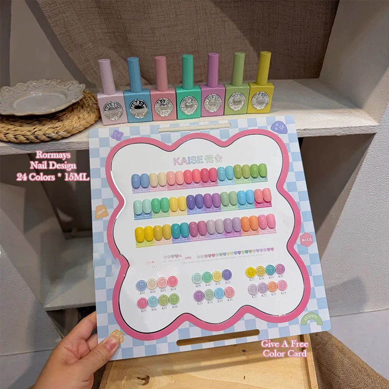 KAISE 24 Colors Macaron Gel Nail Polish Set, Summer Candy Pastel UV LED Soak Off Gel, High Pigment Nail Art Kit for Salon Home