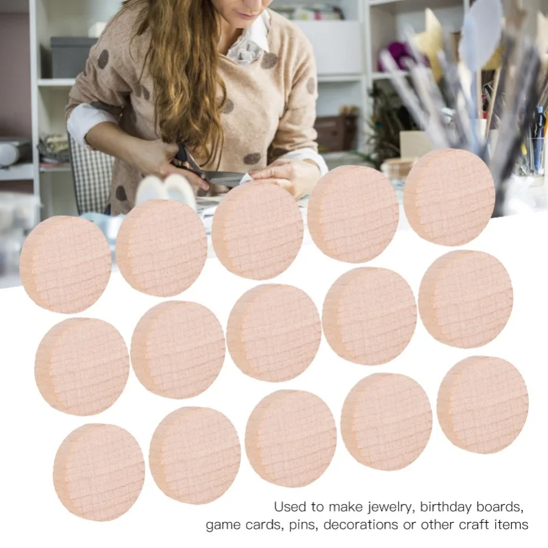 

Бук Незаконченный ломтик дерева DIY Ремесла Круглые деревянные диски Аксессуар для чипов 100 шт. X 3 сумки 2 см