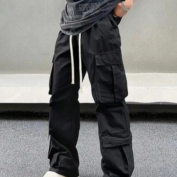 

New Men's Casual Pants High Waist Straight Leg Paratrooper Sle Neutral Fit Other Fabric 00% Other Material Winter Collection
