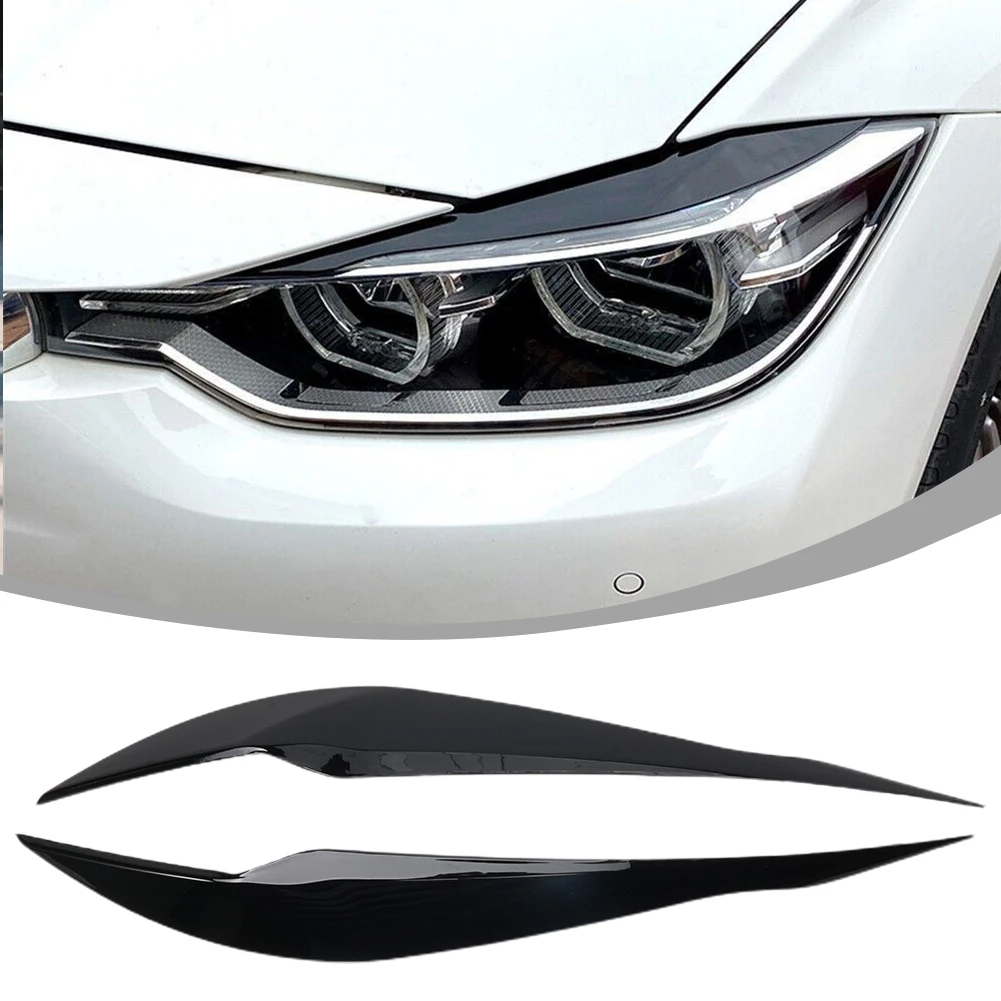 2Pcs F30 Headlight Cover Eyelid Gloss Black Eyebrow For BMW F30 Saloon 2012 to 2018 ABS Plastic Headlight Eyebrow