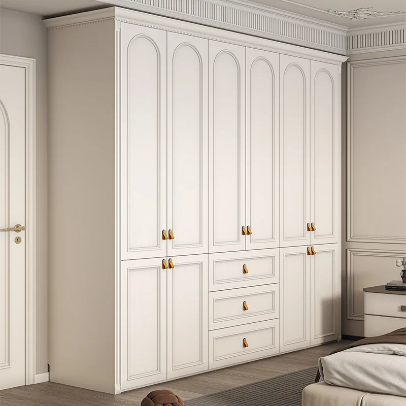 #French Wardrobe Household Bedroom Solid Wood 2025 New Large Wardrobe Full Hanging Wardrobe Strong And Durable Storage Cabinet