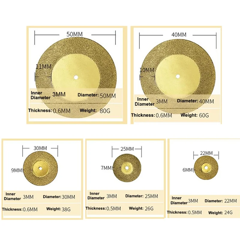 Diamond Saw Blade,Mini Dremel Cutting Disc,10Pcs Wheel with 2 Connecting Rod for Dremel Drill Rotary Tool,22mm,25mm,30mm,40mm,50