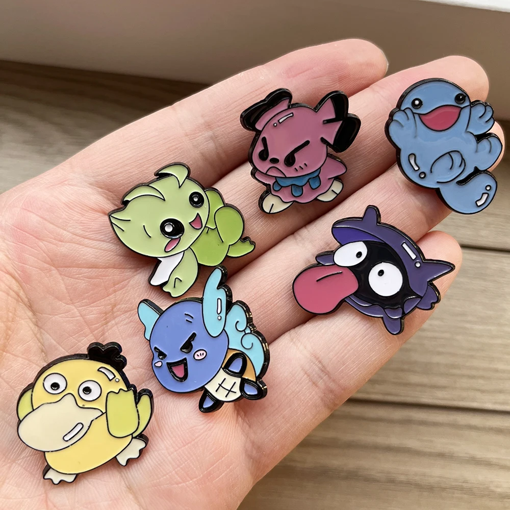 6 قطعة البوكيمون المينا بروش مجموعة الكرتون Psyduck شلدر الحيوان تصميم الملونة التلبيب دبابيس جمع للملابس على ظهره #3