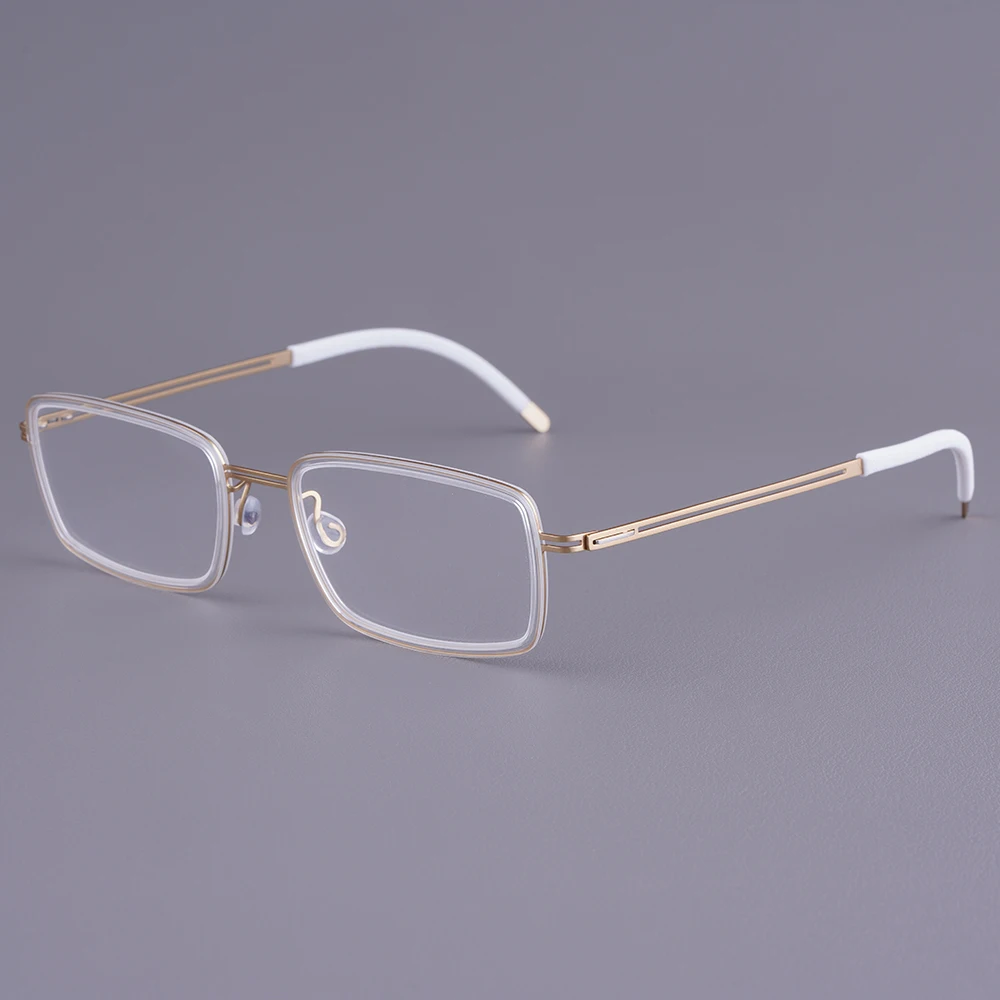 

Оправа для очков ручной работы из титана, золотистая, квадратная, унисекс, легкая, безвинтовая, комфортная