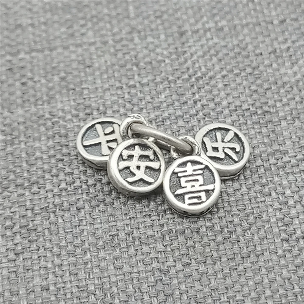 2 Pieces Safe and Happiness Small Tag Charms Double Sided in 925 Sterling Silver for Necklace and Bracelet Making