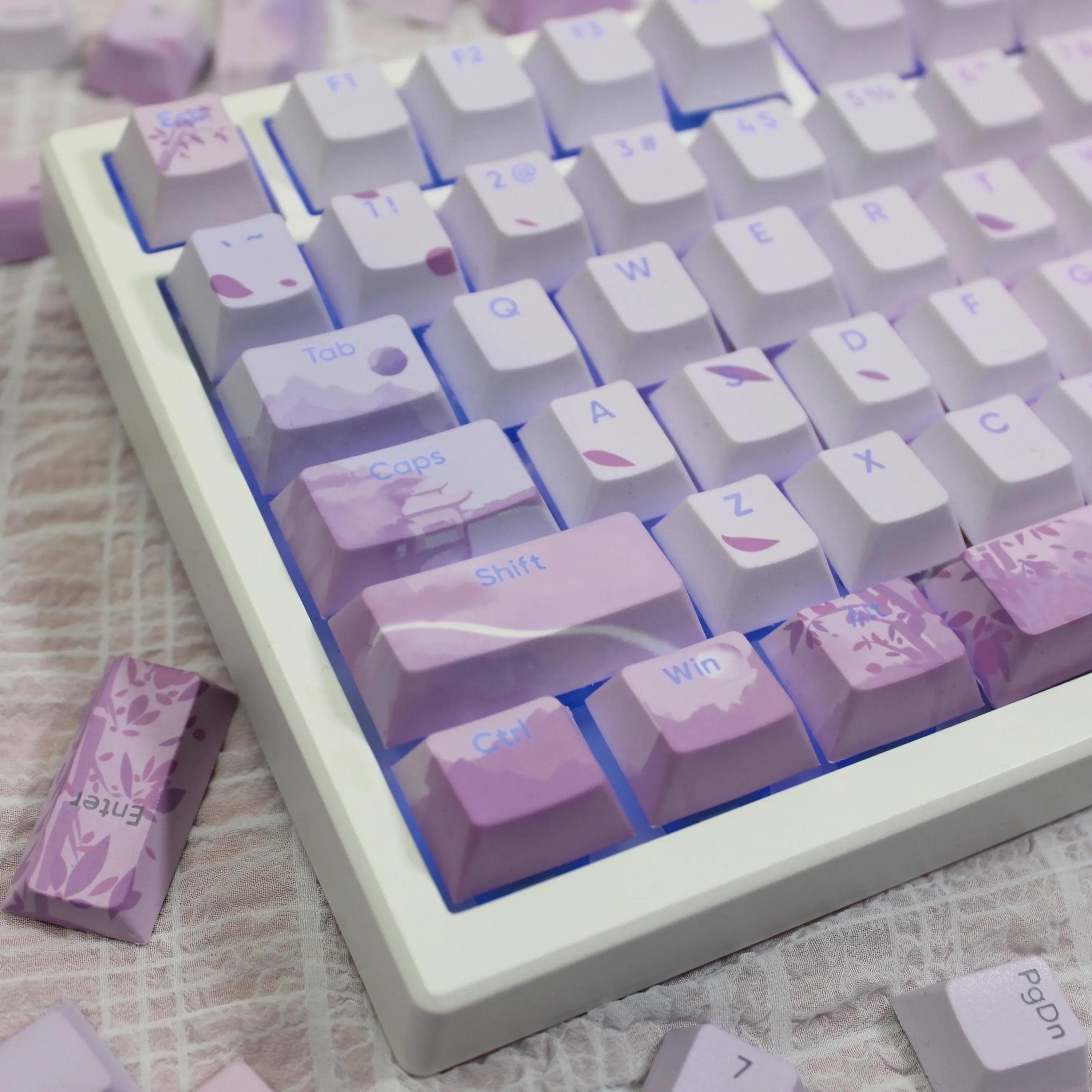 Antique purple mechanical keyboard full five-sided transparent keycaps