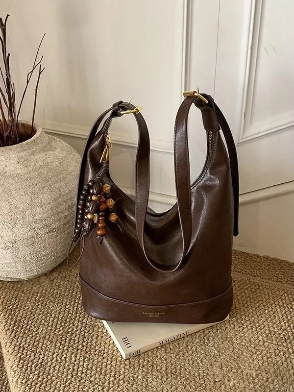 

Chic 2025 Quilted Bucket Bag for Women, Elegant Top Handle Sling, Fashionable Bag with Inner Pockets for Daily Use & Commuting​