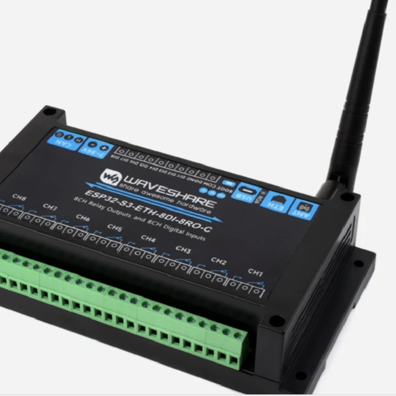 Industrial 8-Channel ESP32-S3 WiFi Relay Module,Onboard isolated RS485 interface,Built-in Xtensa 32-bit LX7 Dual-core Processor