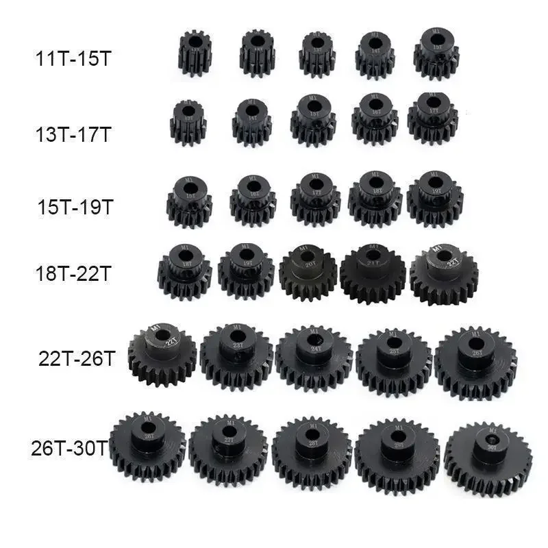 M1 5mm 11T 12T 14T 15T 17T 18T 20T 21T 24T 25T 26T 28T 30T Steel Metal Pinion Gear Motor Gear For 1/8 1/10 RC Model Car Motor