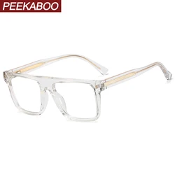 Peekaboo clear lens thick big glasses frame women trendy TR90 square glasses anti blue light male acetate gradient coloful