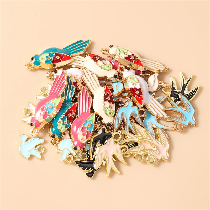 10 Stück Cartoon-Tier-Anhänger, Emaille-Vogel-Tauben-Charms, Anhänger für Schmuckherstellung, Halsketten, Ohrringe, Armbänder, DIY-Bastelbedarf – Detail 4