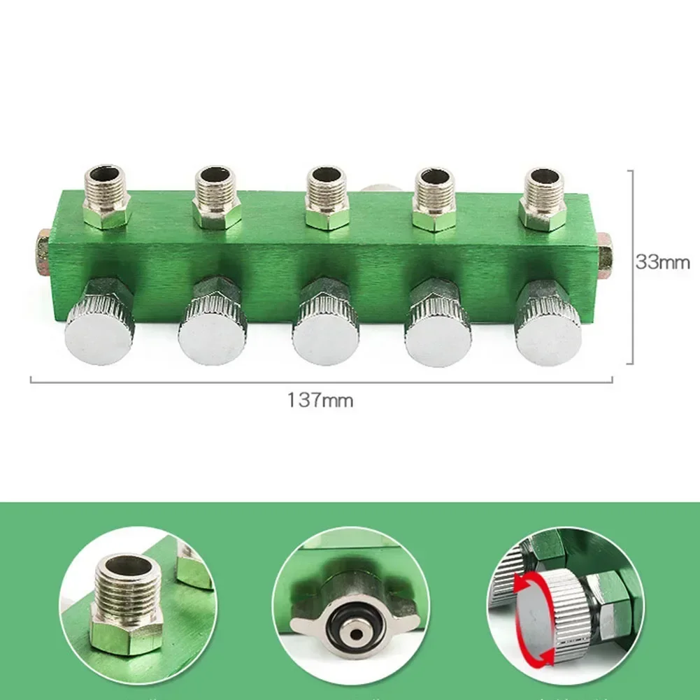 3/4/5 Way Airbrush Air Hose Adapters Splitter Accessories With 1/4 Inch Female Inlet+1/8 Inch Male Air Outlet