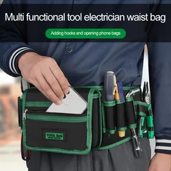 Electrician Tool Waist Bag Oxford Cloth Toolkit Drill Waist Bag Waterproof Tool Bag Belt Wrench Hammer Screwdriver Tool Pocket