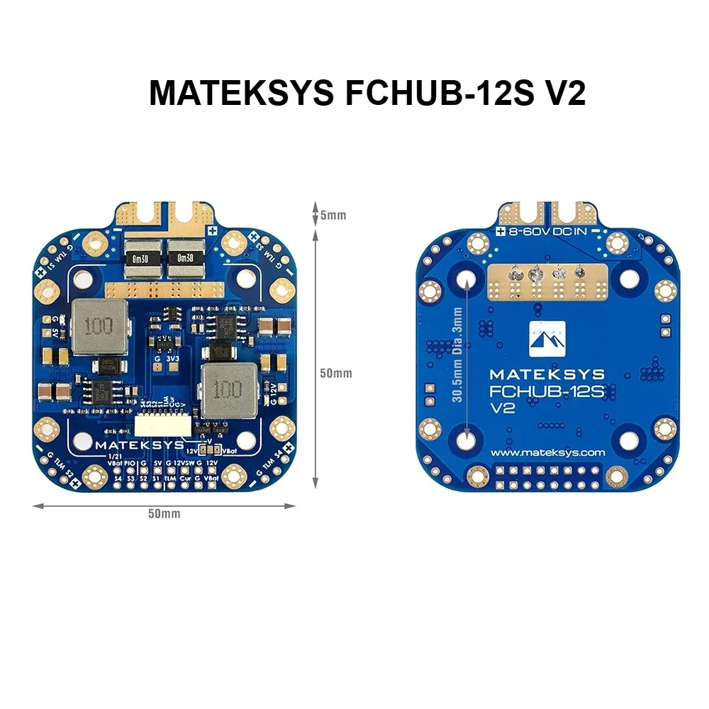 MATEKSYS PDB FCHUB-12S V2 5V / 12V Output 440A Current Sensor 3-12S 30.5mm for Multirotor X-Class Cinelifter RC FPV Drone