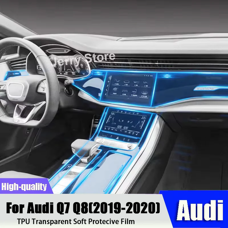 

Protective Anti-scratch Car Sticker For Audi Q7 Q8 (2019-2020) Car Interior Center Console Transparent TPU Film Accessories