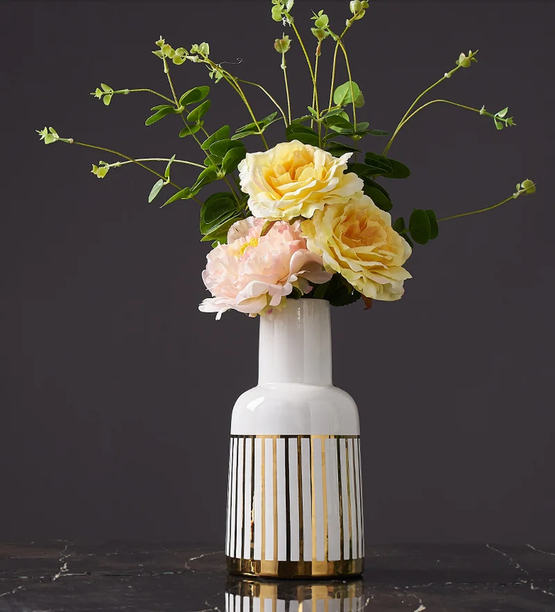 Florero de cerámica geométrico para decoración del hogar, adornos para el salón, dormitorio, porche, mesita de noche, Simple y moderno