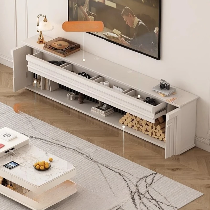 

American extremely narrow fireplace decorative cabinet integrated against the wall French retro ultra-thin TV cabinet household