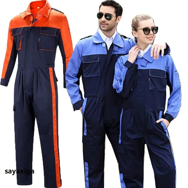 

Durable Work Overalls Two tones Cargo pants Coverall Protective Romper Repairman Jumpsuit Mechanics Labor Safety Working Uniform