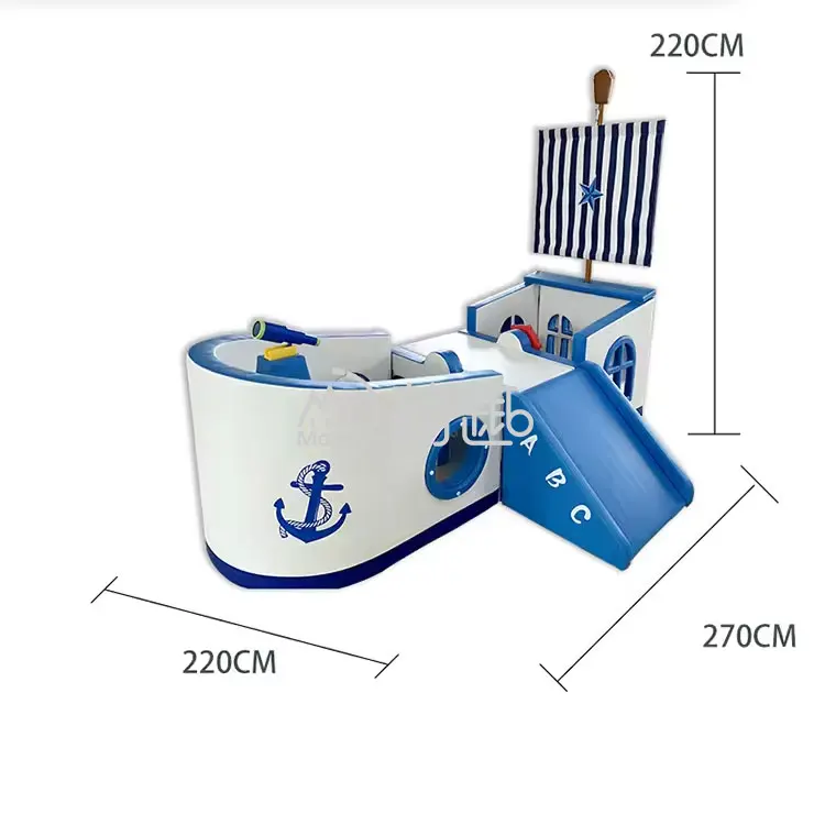Moetry White Pirate Ship Soft Play Ball Pit Indoor Playground Customizable Eco-Friendly Baby Play Equipment for Kindergarten