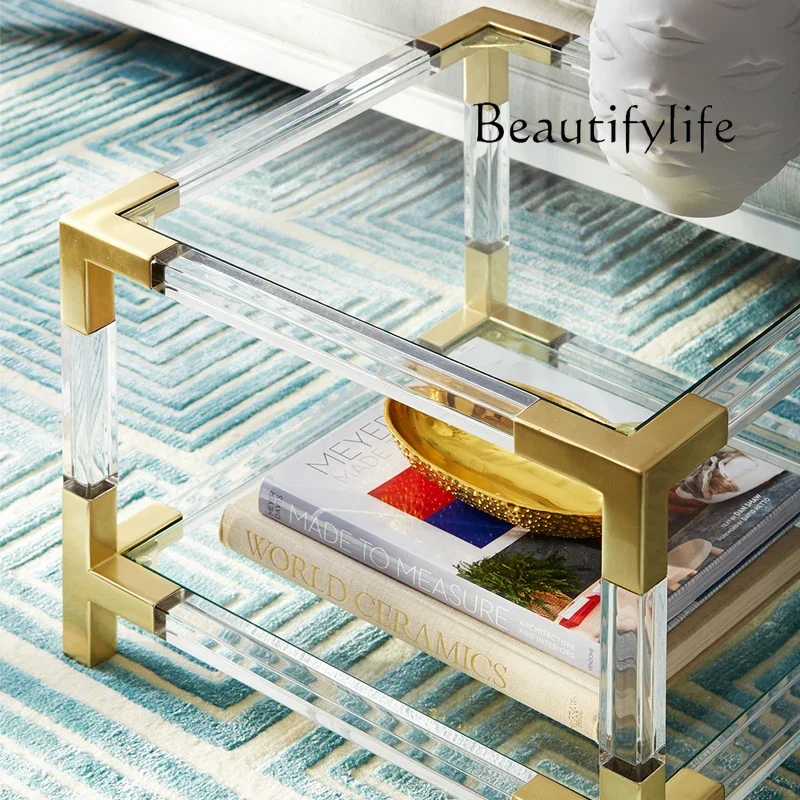 N40 Light luxury is about acrylic transparent tempered glass rectangular double-layer household coffee table