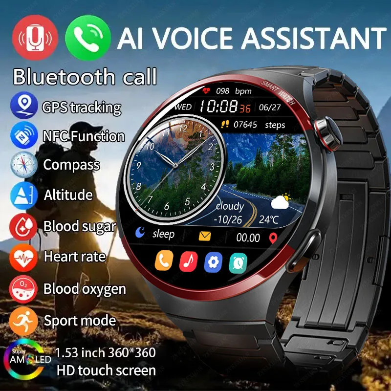 

New Original For Huawei Xiaomi Watch 4 Pro Smartwatch Men GPS tracking AMOLED 360*360 HD screen NFC Bluetooth Call smartwatch