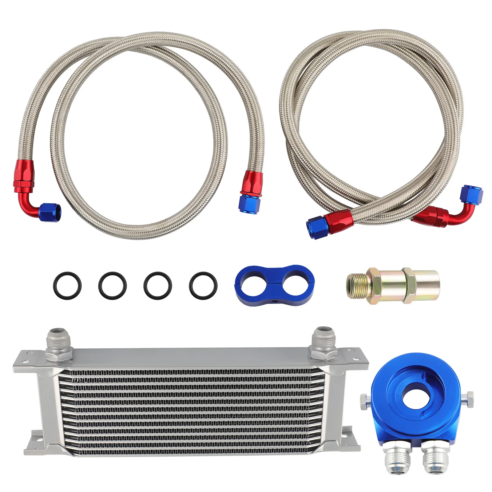

Universal Aluminum 10AN 13-Row Oil Cooler & Relocation Kit w/ Filter Adapter@L92XBN