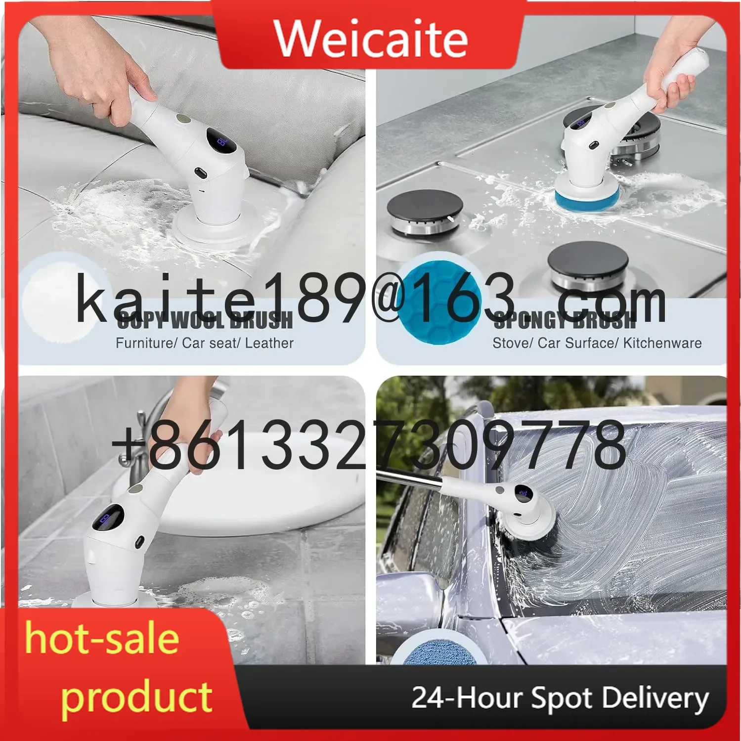 

BM-CB08 Cordless Electric Cleaning Brush, 3-Speed Bathroom, Powerful 8-in-1 Rotary Scrubber, Adjustable Removable Long Handle