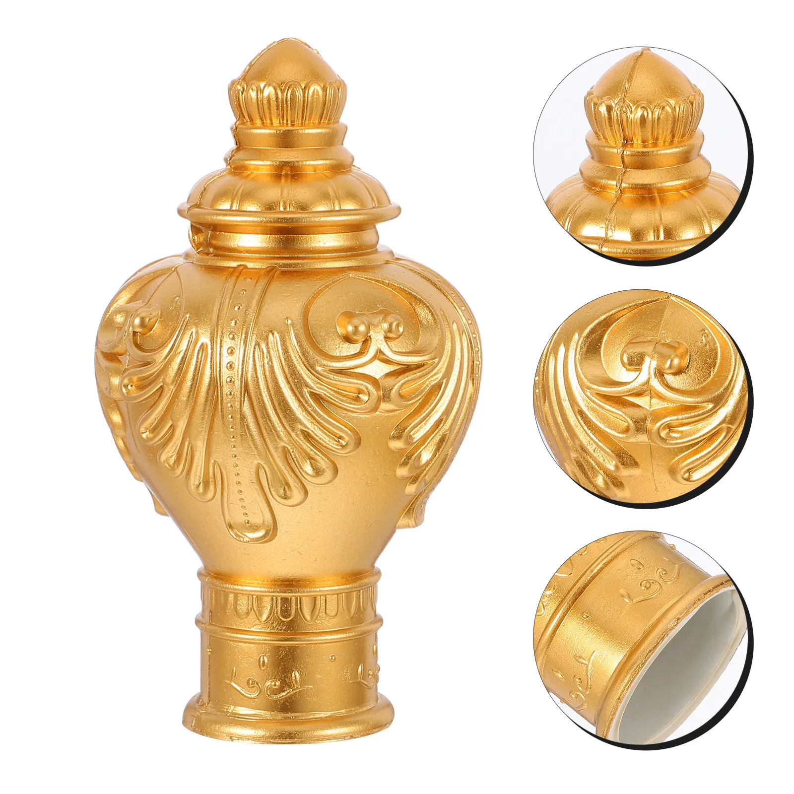 

10pcs Gold Plastic Curtain Pole Finials, Vintage Classical C Decorative Ends for 26-28mm Rail, Drapery Pole Head Caps for Home