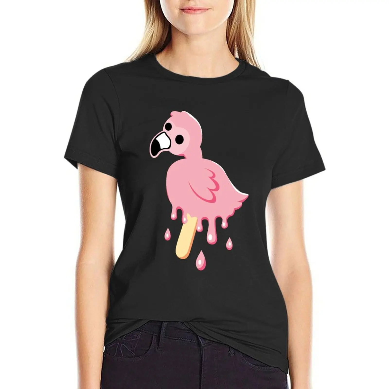 Flamingo Merch Mrflimflam Albert Melting Pop Bird Popsicle T-Shirt summer clothes quick drying graphics plain t shirts for Women